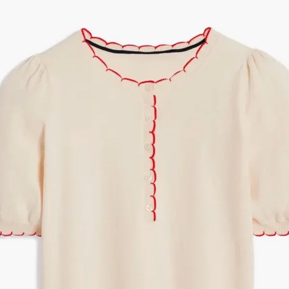 Boden Cream Blouse with Red Trim - Picture 3 of 5